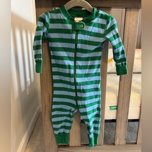 Hanna Andersson Green and Blue Striped Footie